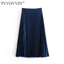 TVVOVVIN Осень Зима Леди четверти шелковая текстура плиссированная юбка вертикальное чувство Высокая талия будет маятниковая верхняя юбка ZX131