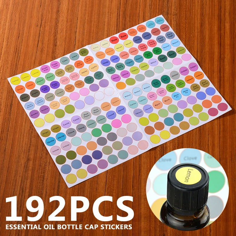 

192pcs 13mm Waterproof Round Essential Oil Bottle Cap Stickers Labels Self-adhesive Round Blank Labels for Essential Oil Bottle