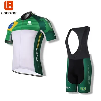 

LONG AO Brazil team Summer short sleeve Quick Dry cycling clothes Cycling jerseys sets Quick-dry breathable Cycling clothings