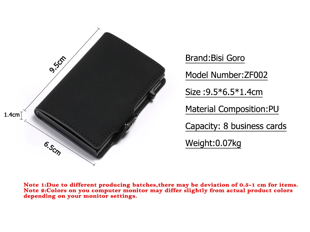 BISI GORO один ящик держатель для карт из искусственной кожи кошелек для карт мужской блокирующий RFID алюминиевый умный Многофункциональный тонкий кошелек чехол для карт