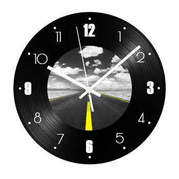 

Sky Cloud Vintage Record Clock Road Silent Decorative Retro Black Vinyl Record Digital Wall Clock for Living Room Bar Decor
