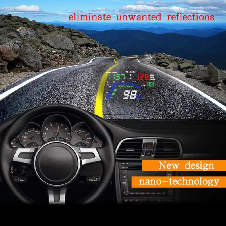 Универсальный Q7 5,5 дюймов ABS автомобильный HUD gps дисплей спидометры превышение Предупреждение приборной панели лобовое стекло проектор