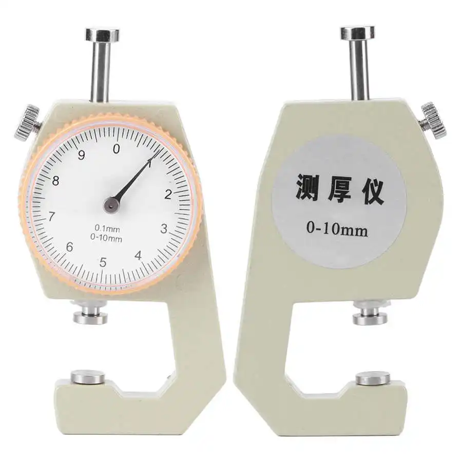 Portable 0-10mm Thickness Gauge Silver Aluminum Alloy High Accuracy Film Paper Jewelry Leather Thickness Meter Measuring Tool