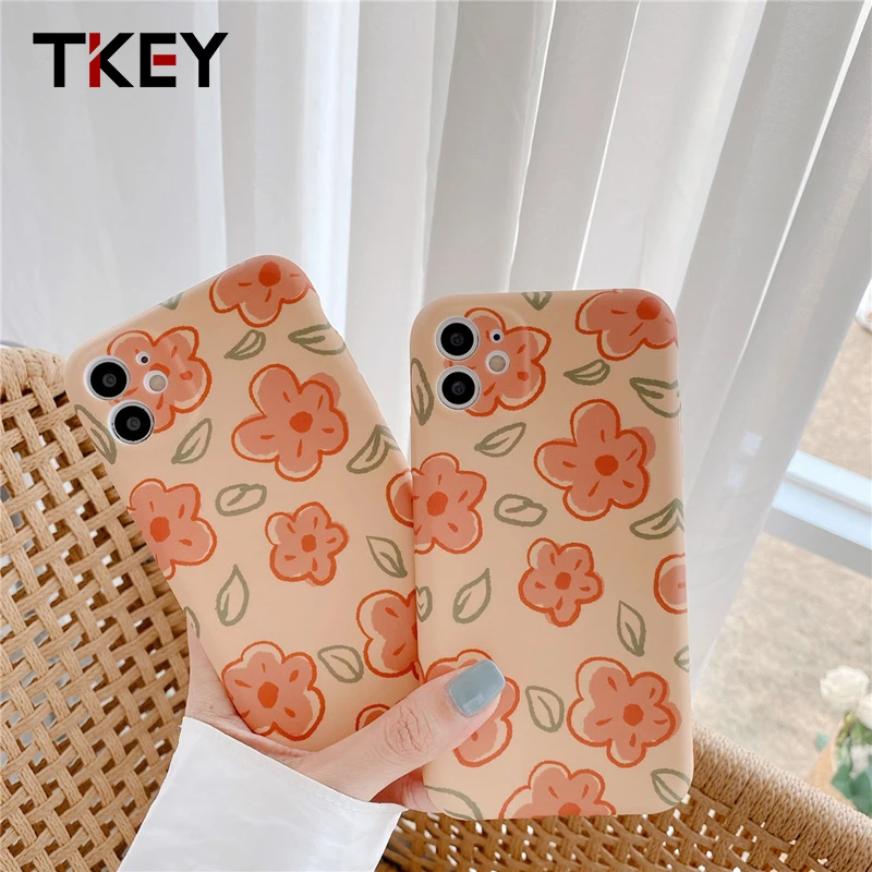 Чехол Tkey с цветочным рисунком для iPhone 11 Pro Max X XS XR 7 8 Plus Мягкий противоударный чехол