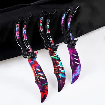 

Butterfly knife claw knife training knife game peripheral folding knife is not edged all steel throwing knife is not sharp perfo