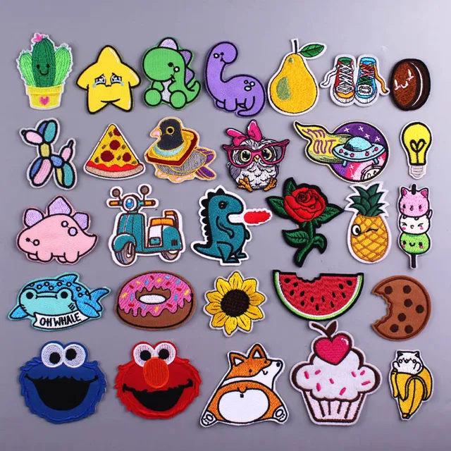 Cute Animals Dinosaur Patch Iron On Embroidered For Clothing Cartoon Anime Patches For Kid Clothes Appliques Stickers T-shirt 3