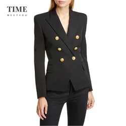 Elegante inverno cor sólida jaqueta feminina xadrez curto double breasted blazer arrumado fino ajuste senhora do escritório vestir casacos houndstooth