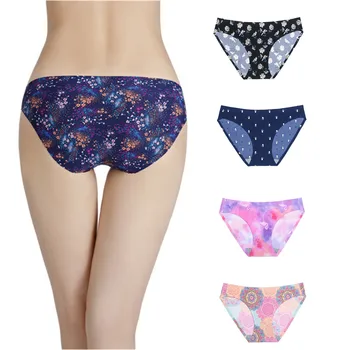 

3 pcs Printing Underwear Panties Woman Plus Size Low-Rise Lingerie Female Briefs Panty Floral Sexy Seamless Women's Underpants