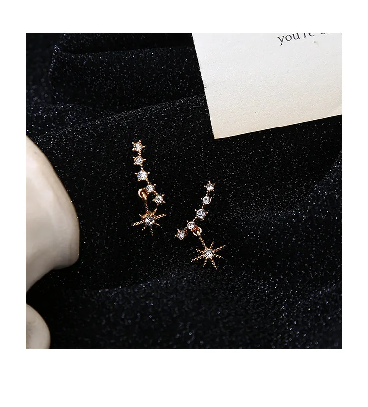 Звезда Сердце элегантные серьги-гвоздики готические рождественские серьги ювелирные изделия Модные, красивые, с кристаллами маленькие женские серьги