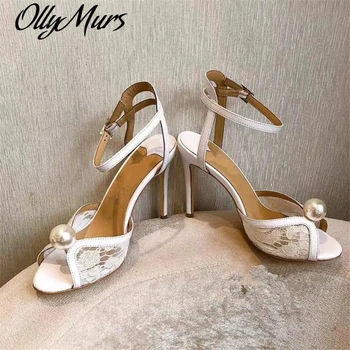 

Women Sandals Summer New Fashion Lace Stiletto High Heels Pumps Luxury Brand Preal Gladiator Sandals sapato de segurança