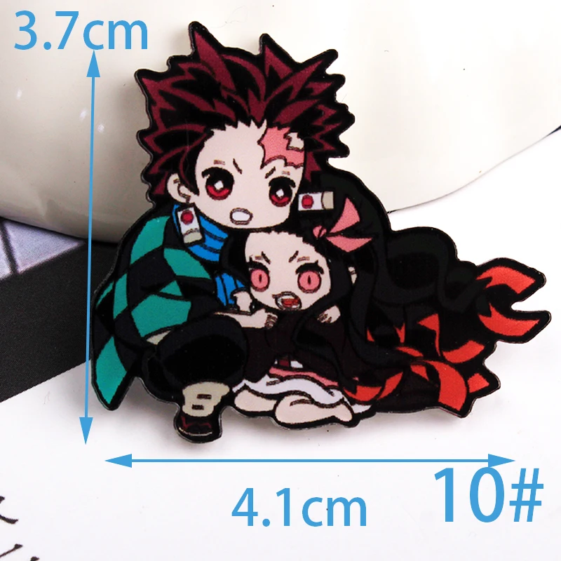 1 шт. Kimetsu no Yaiba брошка мультфильм значки на рюкзаке акриловые значки мультфильм значки для одежды украшения значок Y10 - Цвет: Y10-10