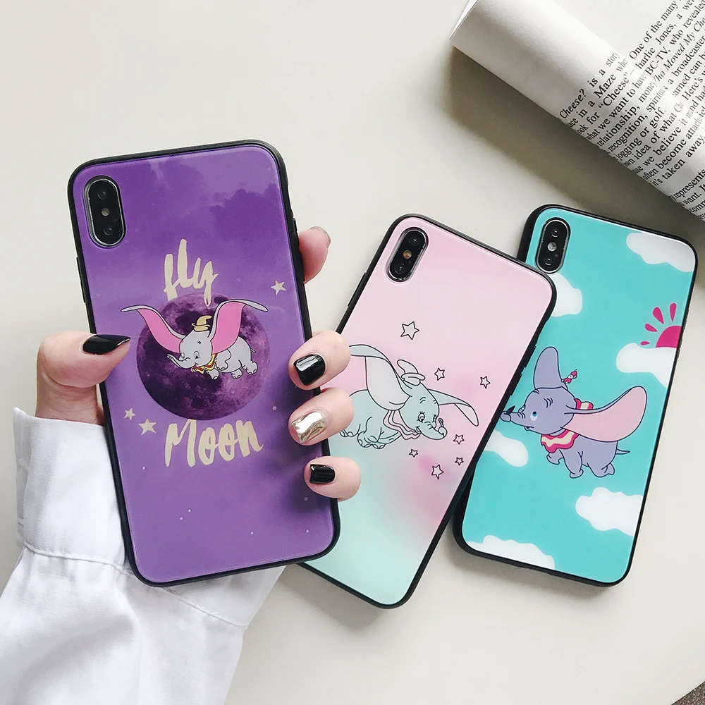 HYH iphone Glass Case Flying Elephant Pattern Anti Knock Fitted for Apple 6 7 8 plus x xs xr max |