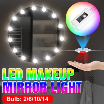 

USB Hand Sweep Dimmable Mirror LED Light Bulb DC 12V Cosmetic Lamp 2 6 10 14Bulb LED Makeup Lamp Dressing Table Vanity Bombilla