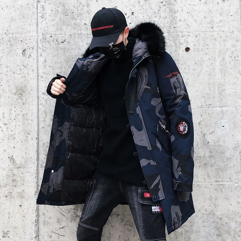 Мужская камуфляжная Толстая парка с капюшоном в стиле хип-хоп - Цвет: Camo