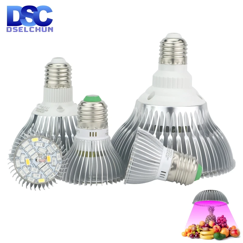 2Pcs 18W 28W LED Plant Grow Light Bulb E27 E14 GU10 Hydroponic  Full Spectrum 