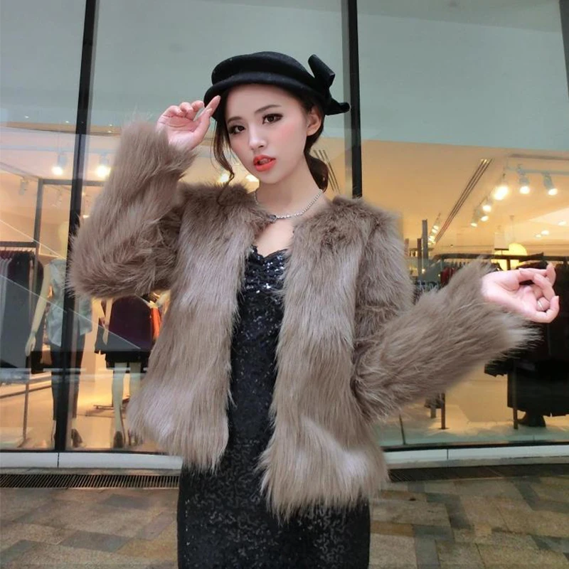 Оптовая продажа! Пальто женское из искусственного меха Модная приталенная