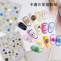 10PCS Colorful Smiley Summer 3D Nail Art Stickers Smile Face Sun Flower Decals DIY Slider for Manicure Nail Art Adhesive Decorat