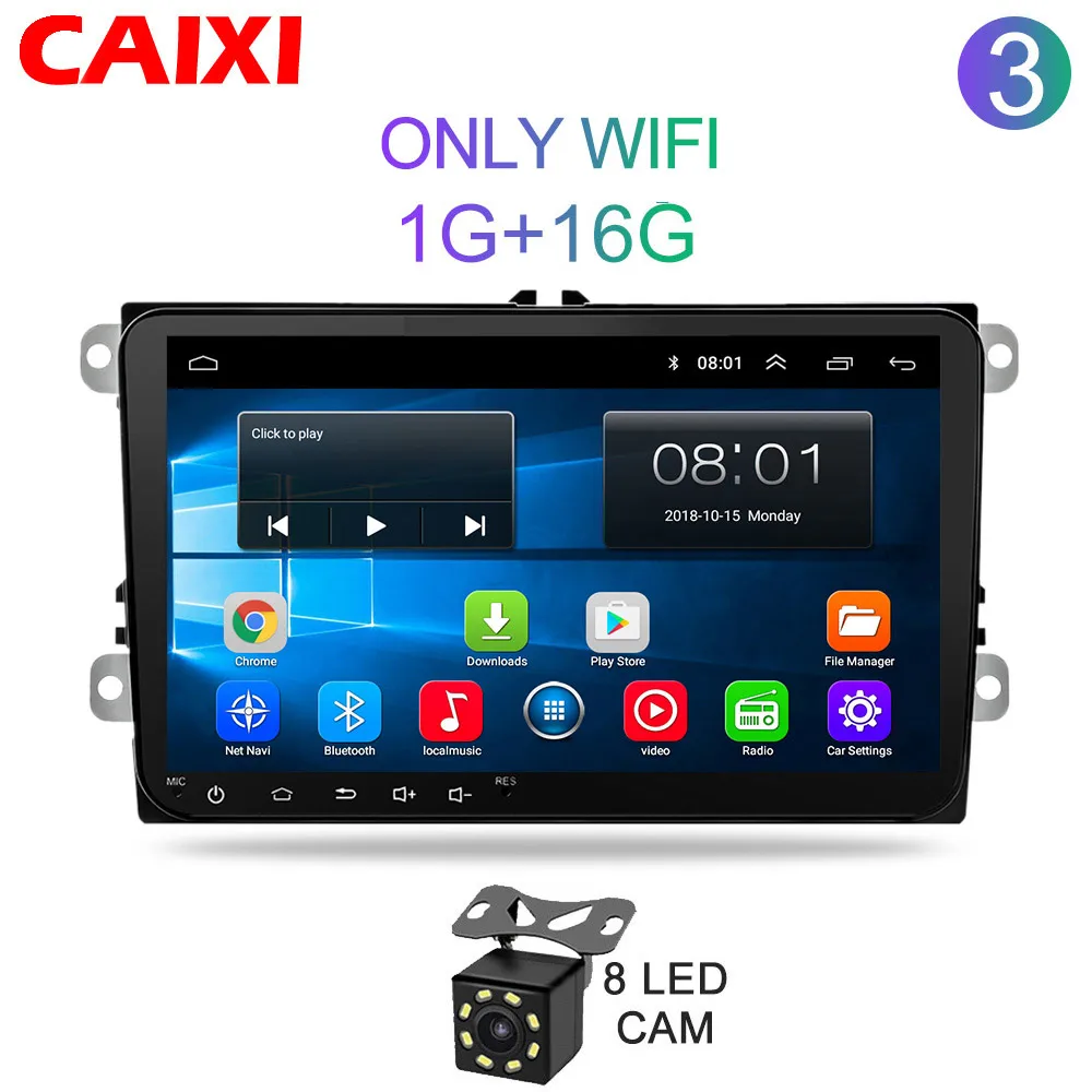 2 Din радио автомобиль Android 8,1 gps Мультимедиа для Volkswagen Skoda Octavia Golf 5 6 touran passat B6 Polo Tiguan Yeti Rapid Bora - Цвет: Cx-1G-16G-CAM