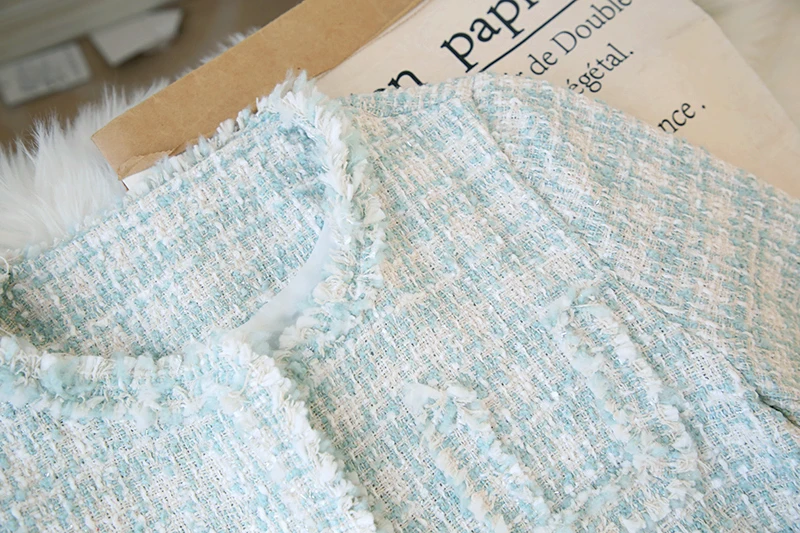 Женский твидовый костюм из двух предметов с кисточками однобортное пальто