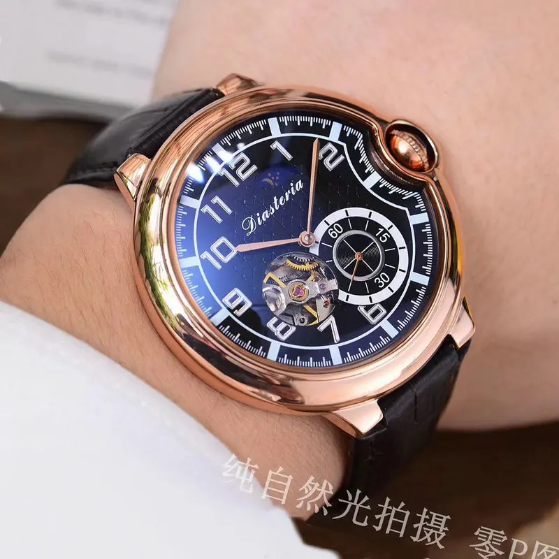 Супер роскошные мужские Tourbillon, полые механические часы, модные повседневные часы с водным призрачным подъемным циферблатом, Мужские автоматические наручные часы