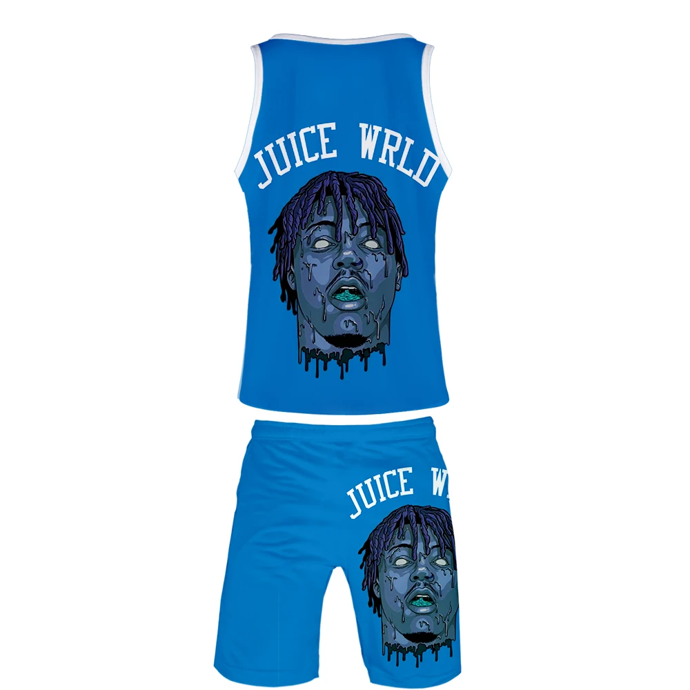 Juice wrld/комплект из двух предметов, майка и пляжные шорты, стиль, модная уличная одежда в стиле хип-хоп, баскетбольная одежда, спортивный костюм размера плюс