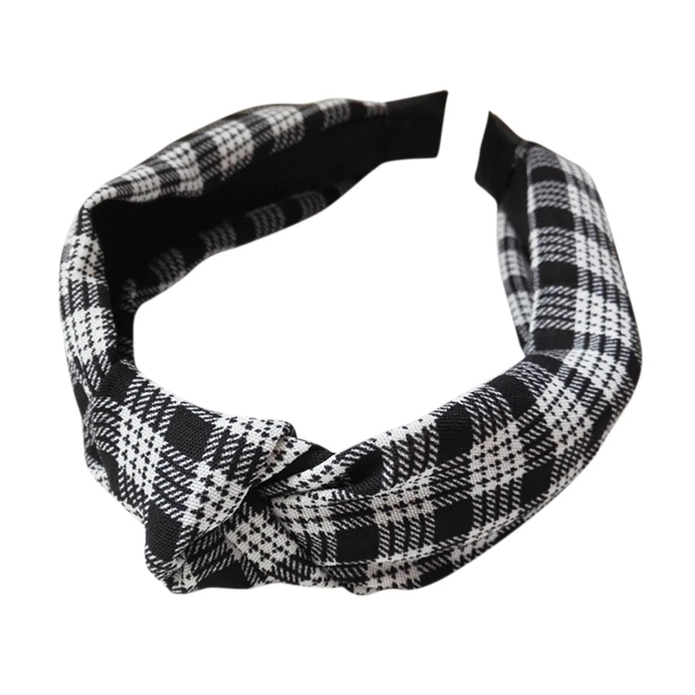 2019 New Fashion Bohemia Hair Accessories Plaid Hairband Headband For Women Headwear Elastic Knotted Hair Band Wholesale 903