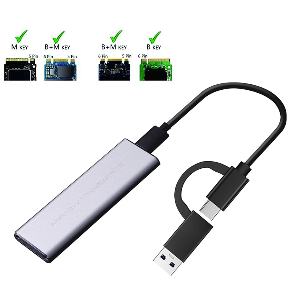 Carcasa de disco duro de ordenador, caja de disco duro en 1, USB 3,1 a M.2, NVME, PCIe, SSD, 10gbps, PICE, Protocolo HDD|Estuches para discos duros| AliExpress