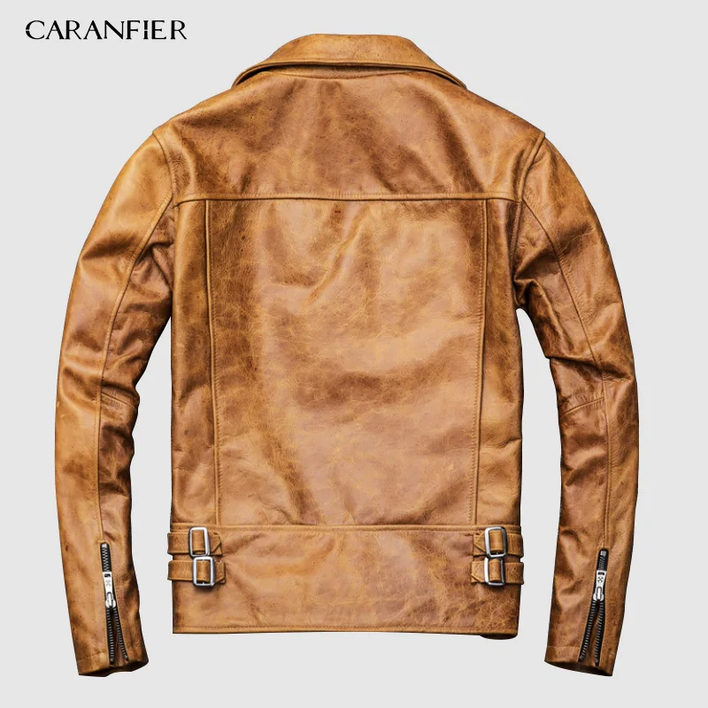 CARANFIER/винтажная куртка из натуральной кожи Зимняя мужская одежда 2019 уличная