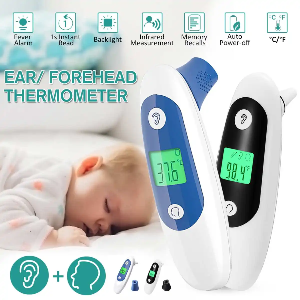 

Muti-fuction Baby/Adult Digital Ear and Forehead Termomete Body Infrared Thermometer Non-contact Temperature Measurement Device