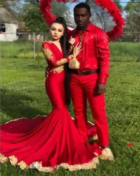 gold and red evening gown