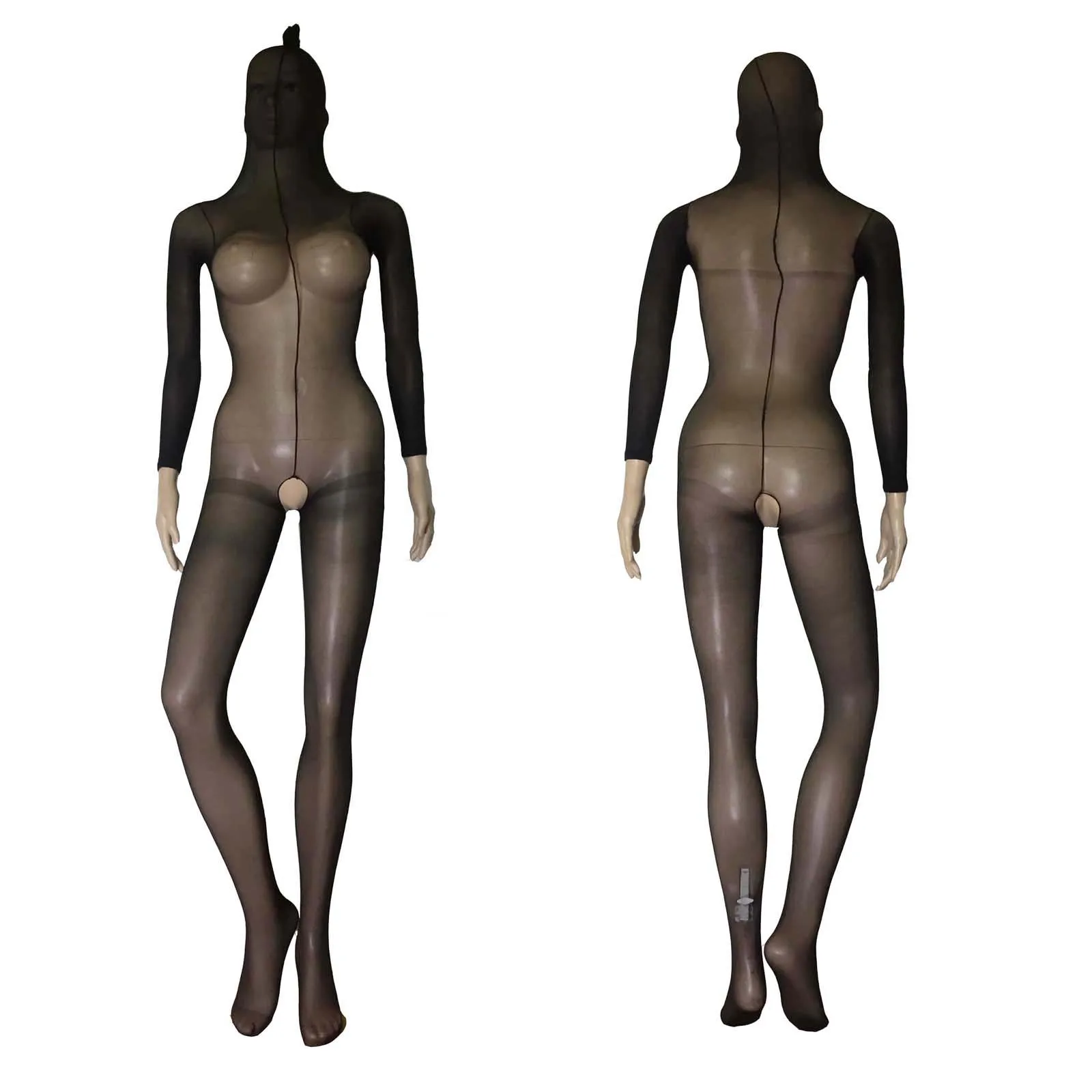 Unisex Sheer Opaque Crotchless Body 