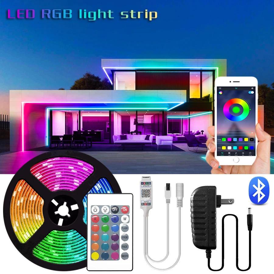 

Infrared/Bluetooth LED Strip Lights RGB 5050 Flexible Lamp Tape Ribbon With Diode DC 12V 5M 10M Luces Led Light For bedroom