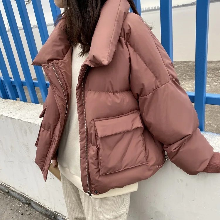 Mooirue осенне-зимняя парка пальто Ins короткая хлопковая стеганая одежда с хлопковой подкладкой с круглым вырезом однотонное тонкое пальто