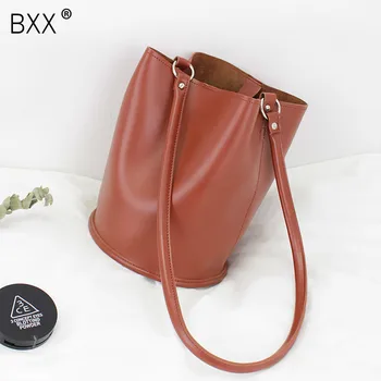 

[BXX] Vintage PU Leather Large Capacity Crossbody Bags For Women 2020 Spring New Shoulder Bag Fashion Handbags Bucket Bags HK639