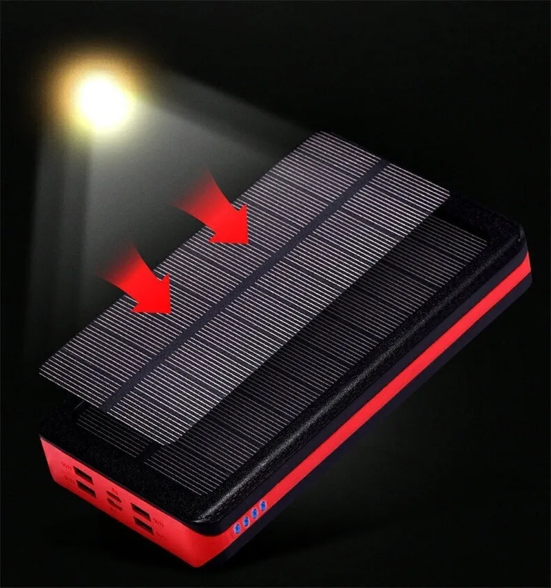 charging bank 80000mAh Solar Phone Powerbank Fast Charger Portable with LED Light 4 USB Ports External Battery Suitable for Xiaomi mi Iphone13 external battery