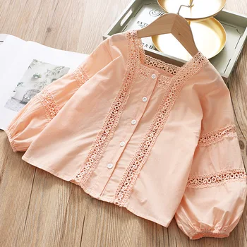 

5 pcs/lot girl blouse cotton lace kids Long sleeve Shirts 2020 spring children girls Shirts clothing wholesale