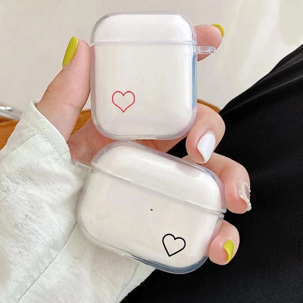 Soft TPU Earphone Cases For Airpods Pro 3 Clear Protective Cover For Apple Airpods 1 or 2 Cute Heart Flower Charging Box Capas
