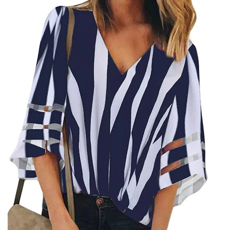 New Autumn T-shirt Fashion Women Sexy V-neck Splicing Hollow Plus Size T-Shirt Female Tops Half Sleeve Shirts Maternity Shirt
