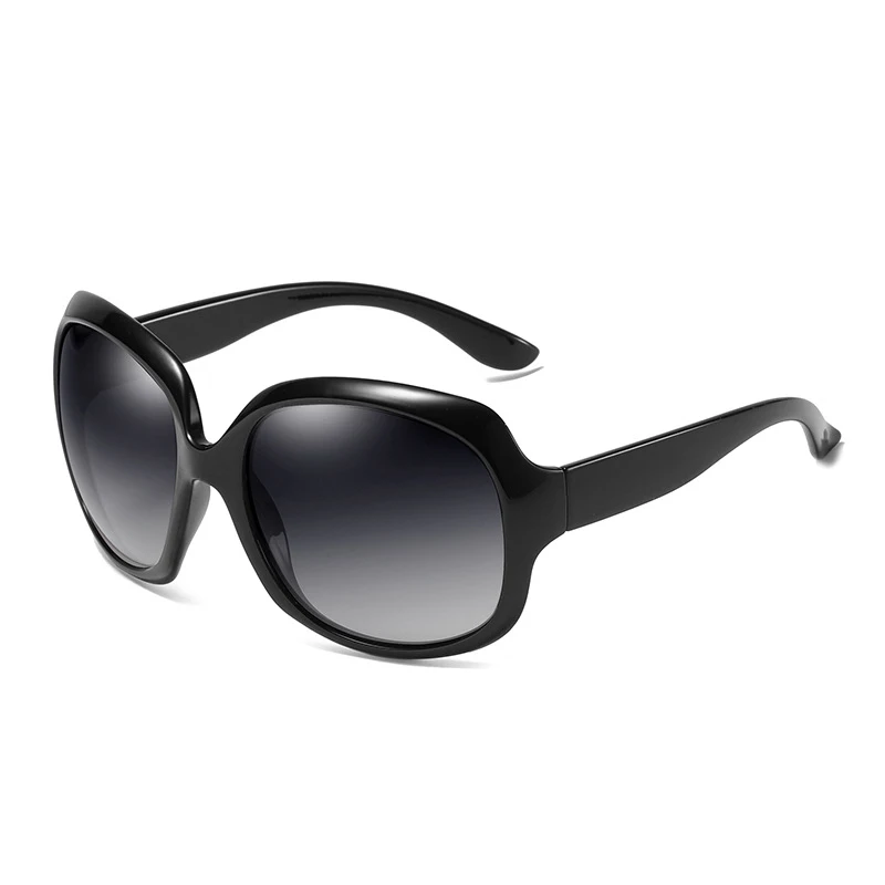 Женские солнцезащитные очки, Роскошные,, винтажные, Овальные, негабаритные, поляризационные, уф400, высокое качество, солнцезащитные очки, oculos de sol - Цвет линз: Black