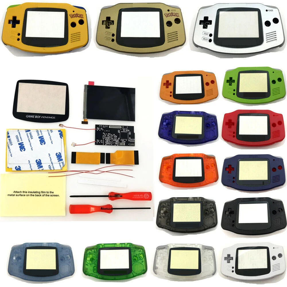 Touch & Button Controll 8 Color Models Brightness V2 iPS Backlit LCD For Game Boy Advance GBA Console with pre-cut Shell case |