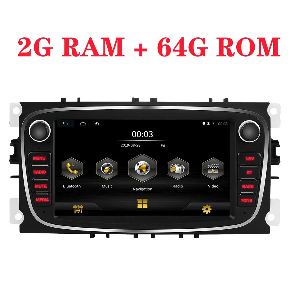 B-2G-64G 2 Din 7 ''Android для Ford Focus 2 S-Max Mondeo MK4 Galaxy C-Max стерео автомагнитолы gps навигация автомобильный android мультимедийный плеер - Цвет: B-2G-64G