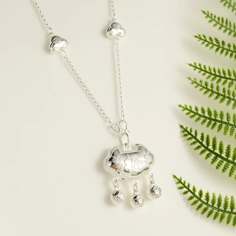 

Baby Longevity Locket Safe Lock 990 Pure Silver Necklace Children Infant BABY'S FIRST Month a Year of Age Gift Necklace