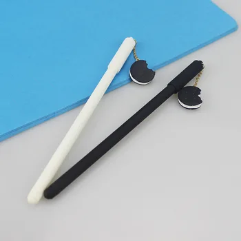 

2 pcs Gel Pens Cartoon Oreo Pendant black colored gel-ink pens for writing Cute stationery office school supplies 0.5mm