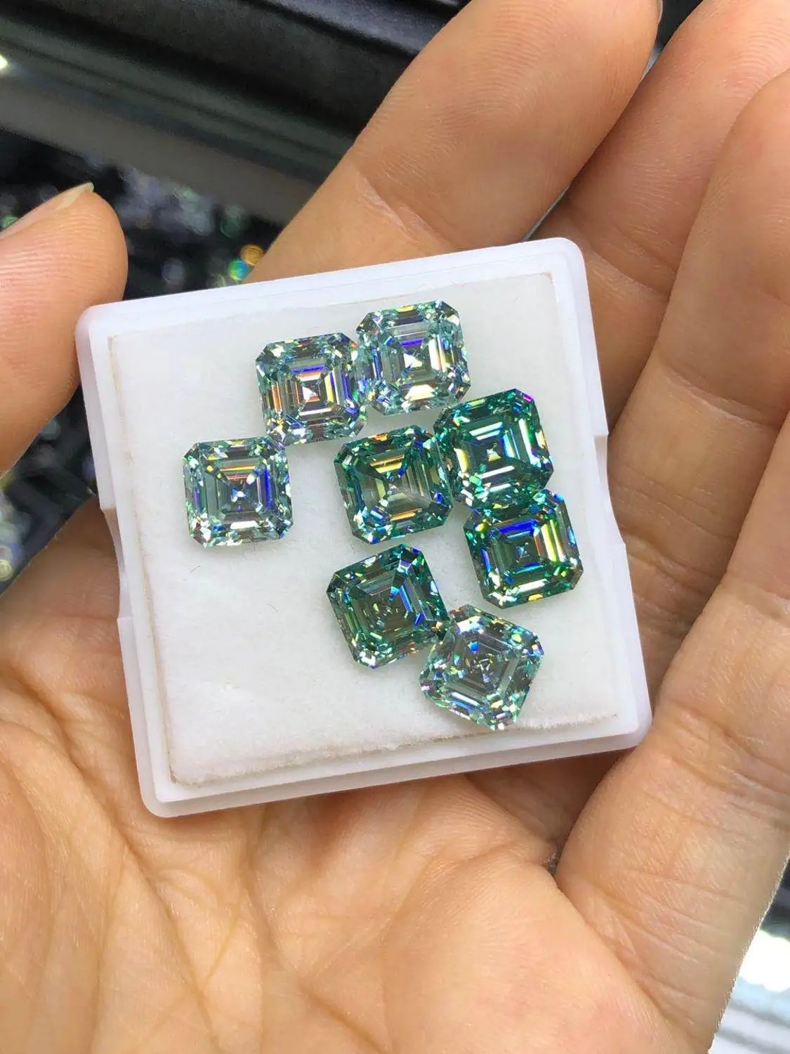 2020 Горячая Распродажа Зеленый Синий 5*5 мм Asscher cut moissanite VVS1 Серьги Сережки для
