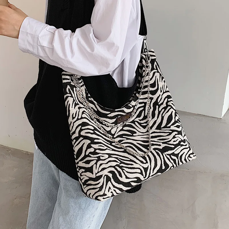 

Zebra Pattern Large-Capacity Crossbody Shoulder Bags for Women 2020 New Fashion High Quality Handbags Female Chain Travel Bag