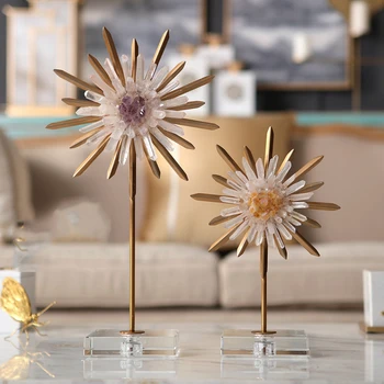 

Modern Spliced Crystal Strip Figurines Desktop Home Decor Accessories Living Room Hotel Office Sunflower Sculpture Wedding Gift