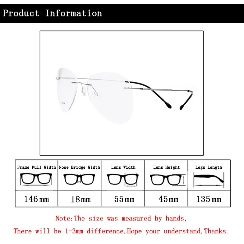 Модные очки без оправы из титанового сплава для пилота, очки для близорукости, женские и мужские прозрачные очки с эффектом памяти, близорукая рама R5