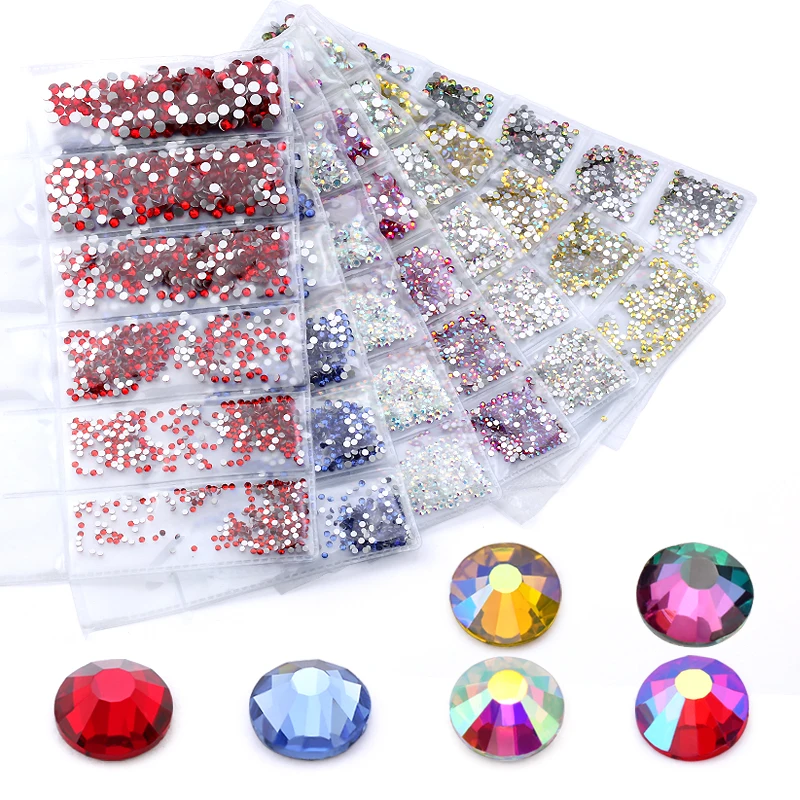 Новые смешанные размеры SS4 SS12 красочные 1680 шт 3D не горячей фиксации ногтей Flatback