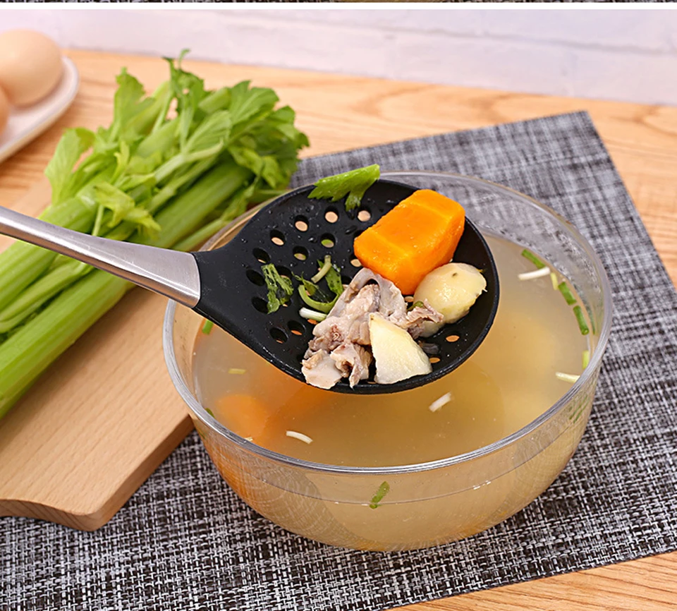 TEENRA Silicone Kitchen Spatula Stainless Steel Fride Shovel Heat-resistant Handle Non-stick Pan Special Spatula Cooking Utensil