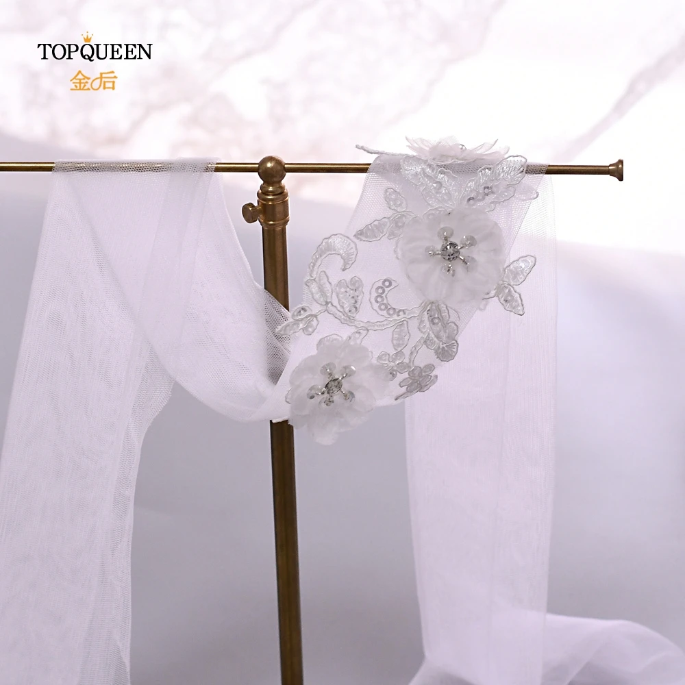 TOPQUEEN WS02 Кружевная повязка на голову ручной работы свадебная вуаль вышивка цветок шиньон для невесты вуаль головные уборы аксессуары для волос